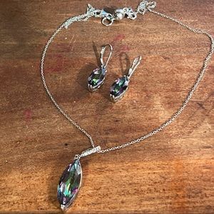 Mystic fire topaz necklace and earrings set